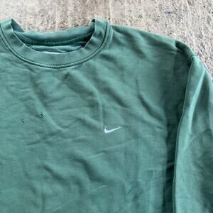 VINTAGE Y2K GREEN NIKE CREWNECK MINI SWOOSH ESSENTIAL BAGGY SPORTSWEAR MENS XXL